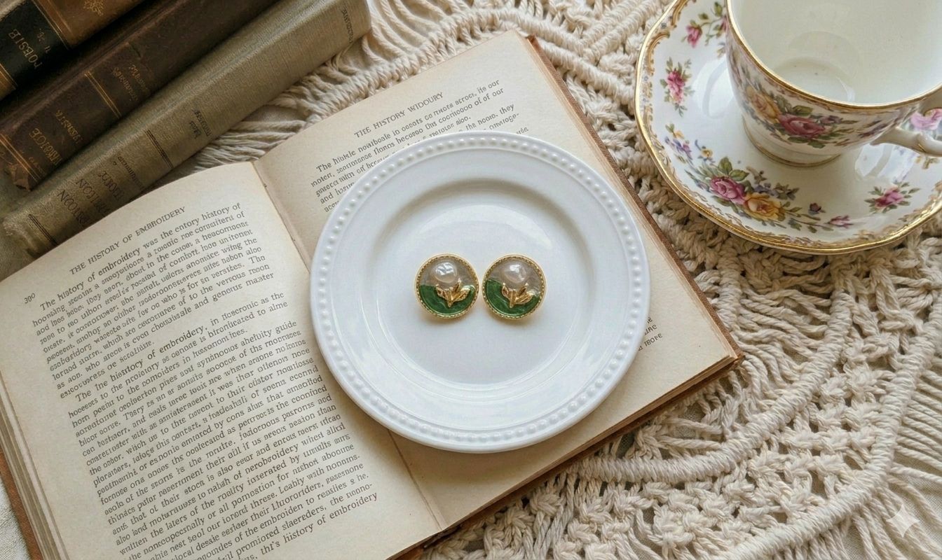 Monet Circle Earrings Green