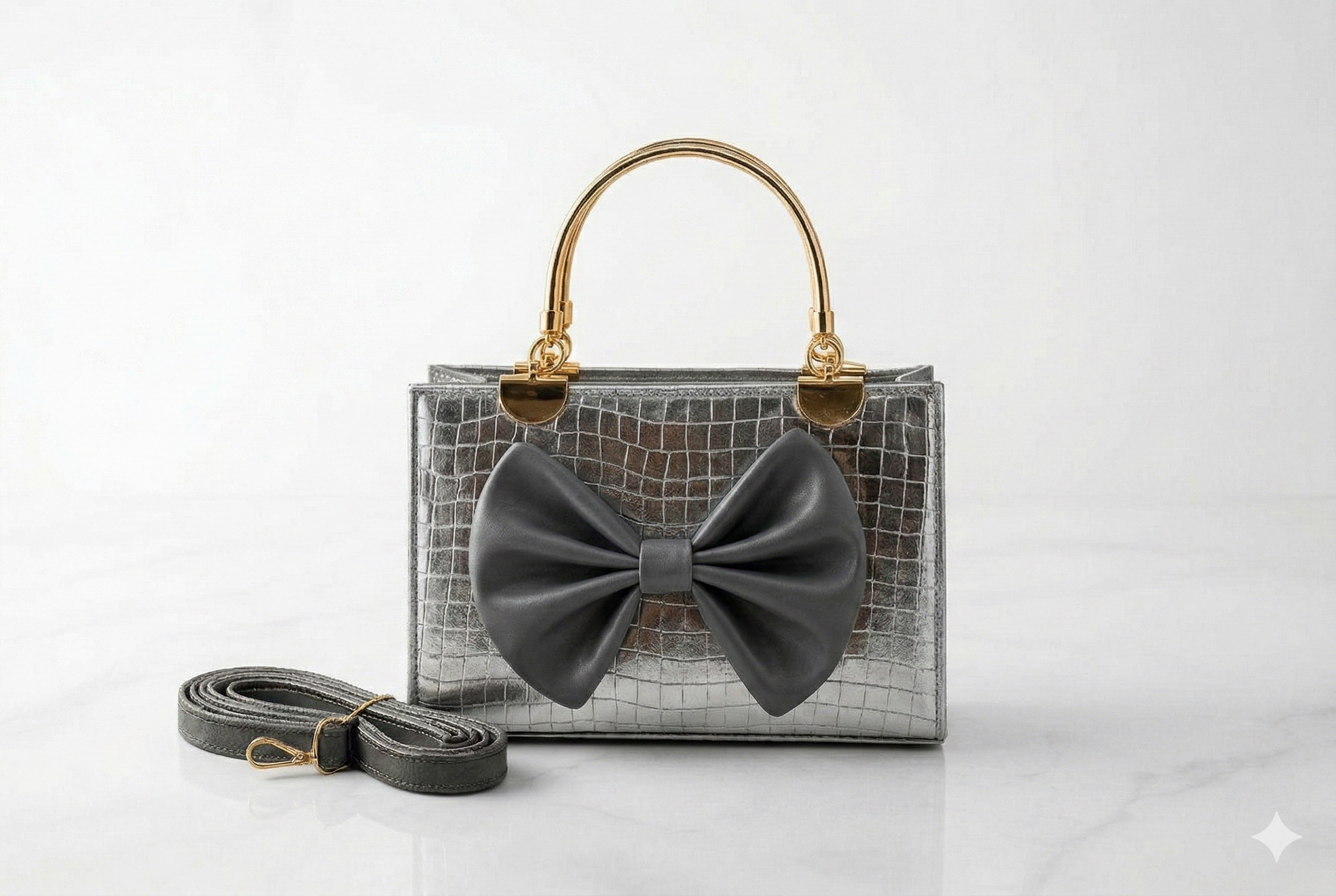 Crockadile Handbag Silver