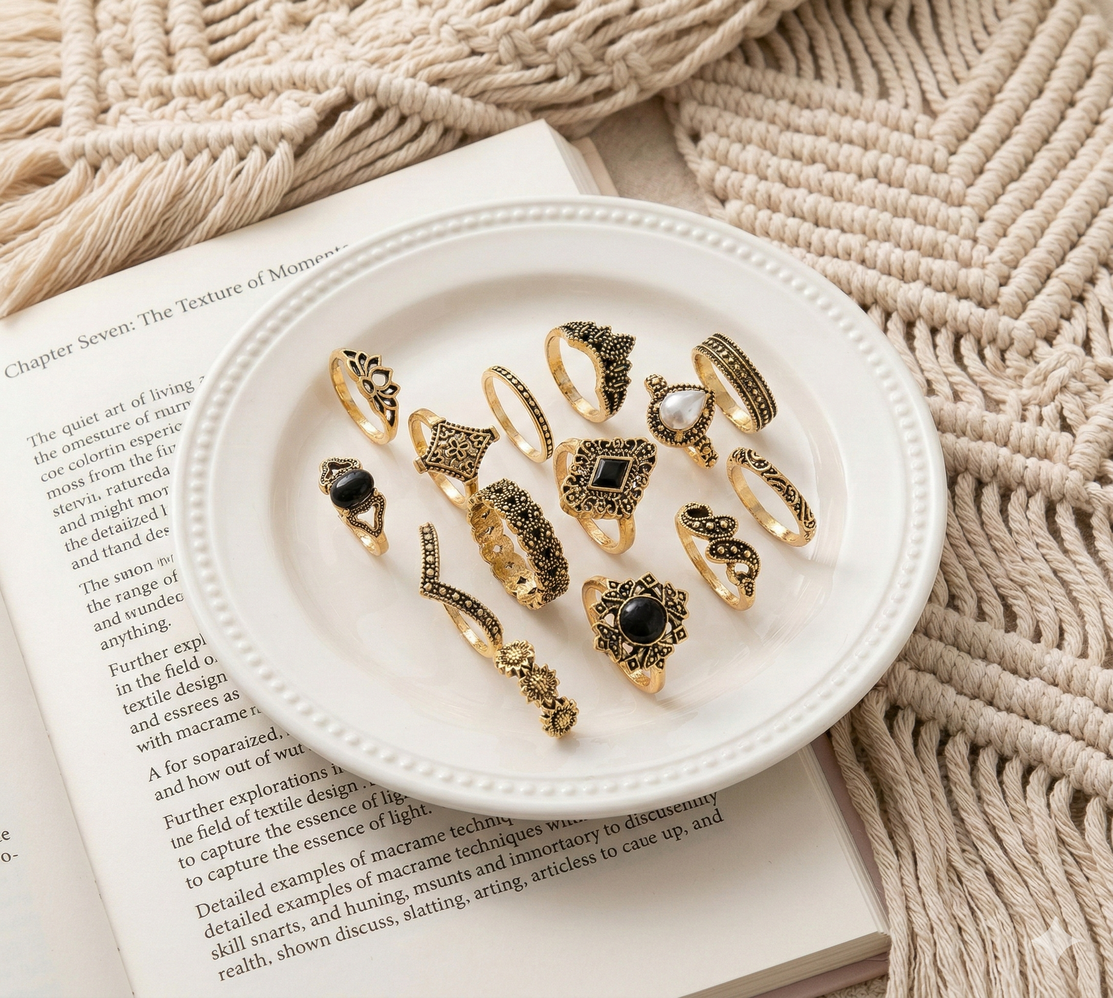 Adjustable 15 Piece Ring Set