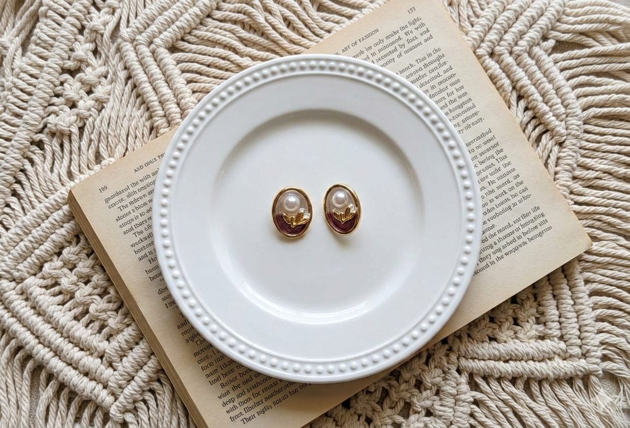 Monet Ovel Earrings Black