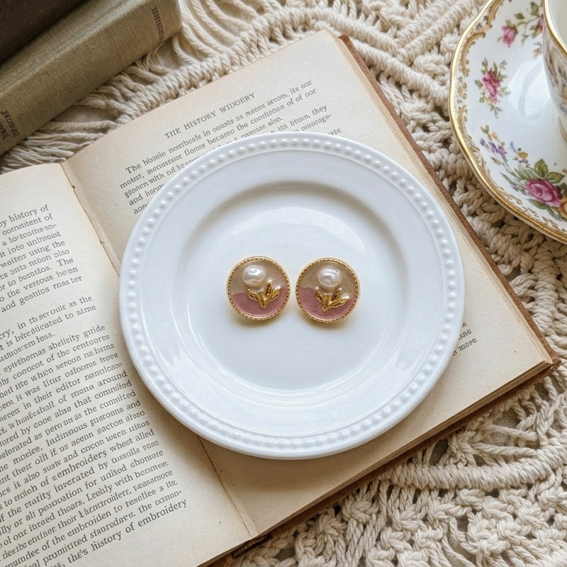 Monet Circle Earrings Pink