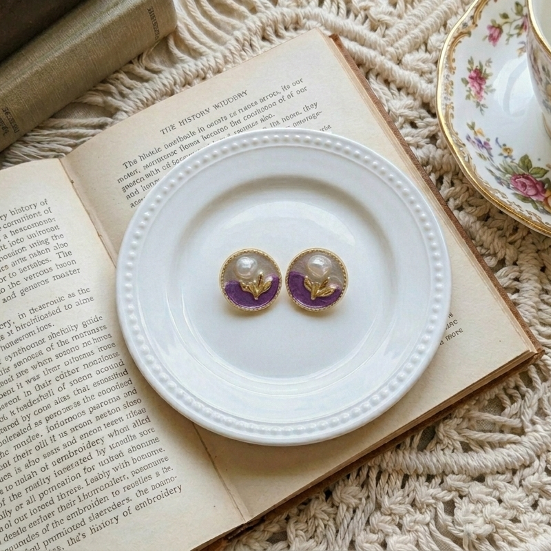 Monet Circle Earrings Purple